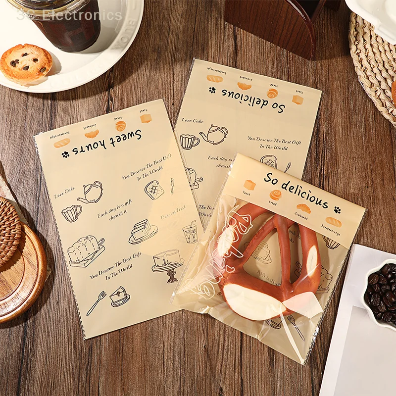 

100Pcs Cartoon Bread Bag Packaging Bags Sandwich Bag For Kids Self Adhesive For Packing Sandwich Bread packaging bag