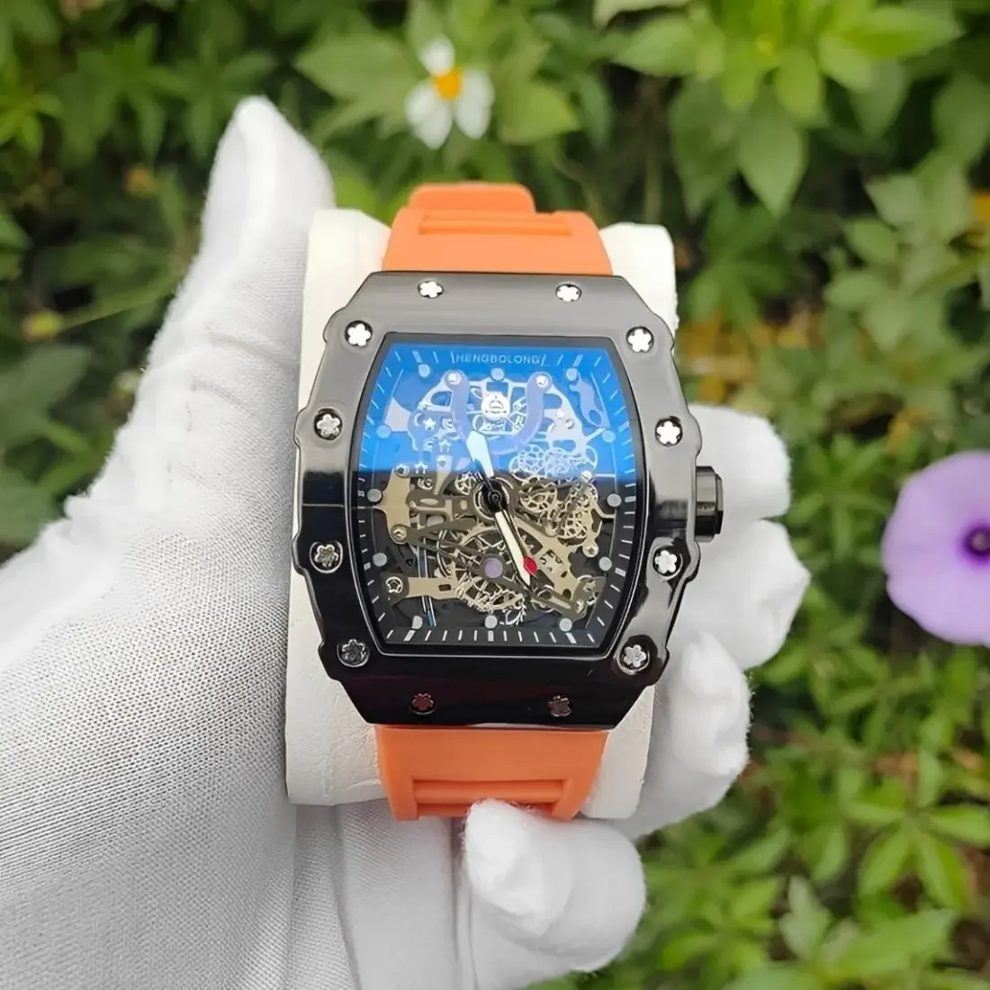 AAA Men Watches High Quality Classic Steel Tonneau Dial Hollow Design Fashion Casual Quartz Watch Personality Watch Clock