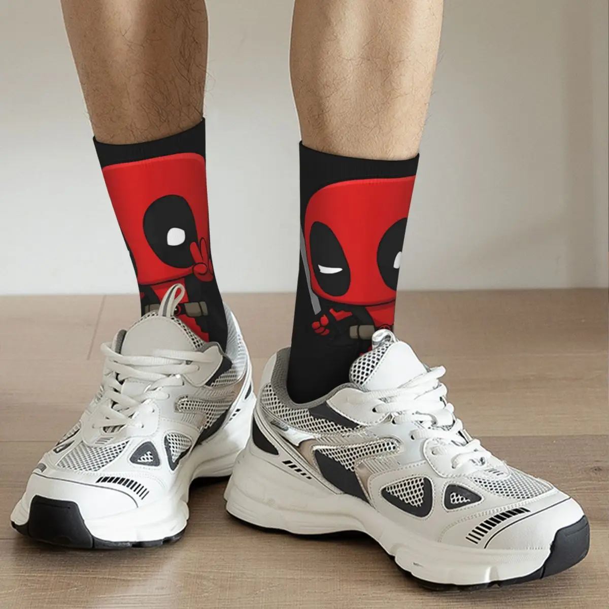 Cartoon Dead Wade Wilson Pool Socks Autumn Stockings Casual Adults Men Comfortable Socks Custom Outdoor Anti Sweat Socks