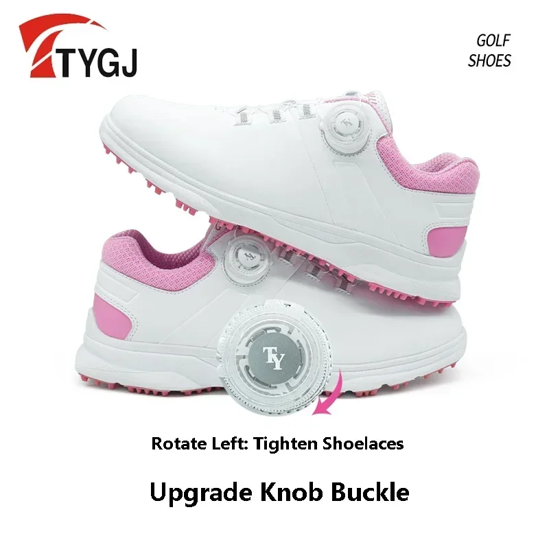 Ttygj Dames Patchwork Casual Golf Sneakers Dames Skidproof Vast Spike Golfschoenen Waterdichte Knop Schoenveter Training Schoeisel