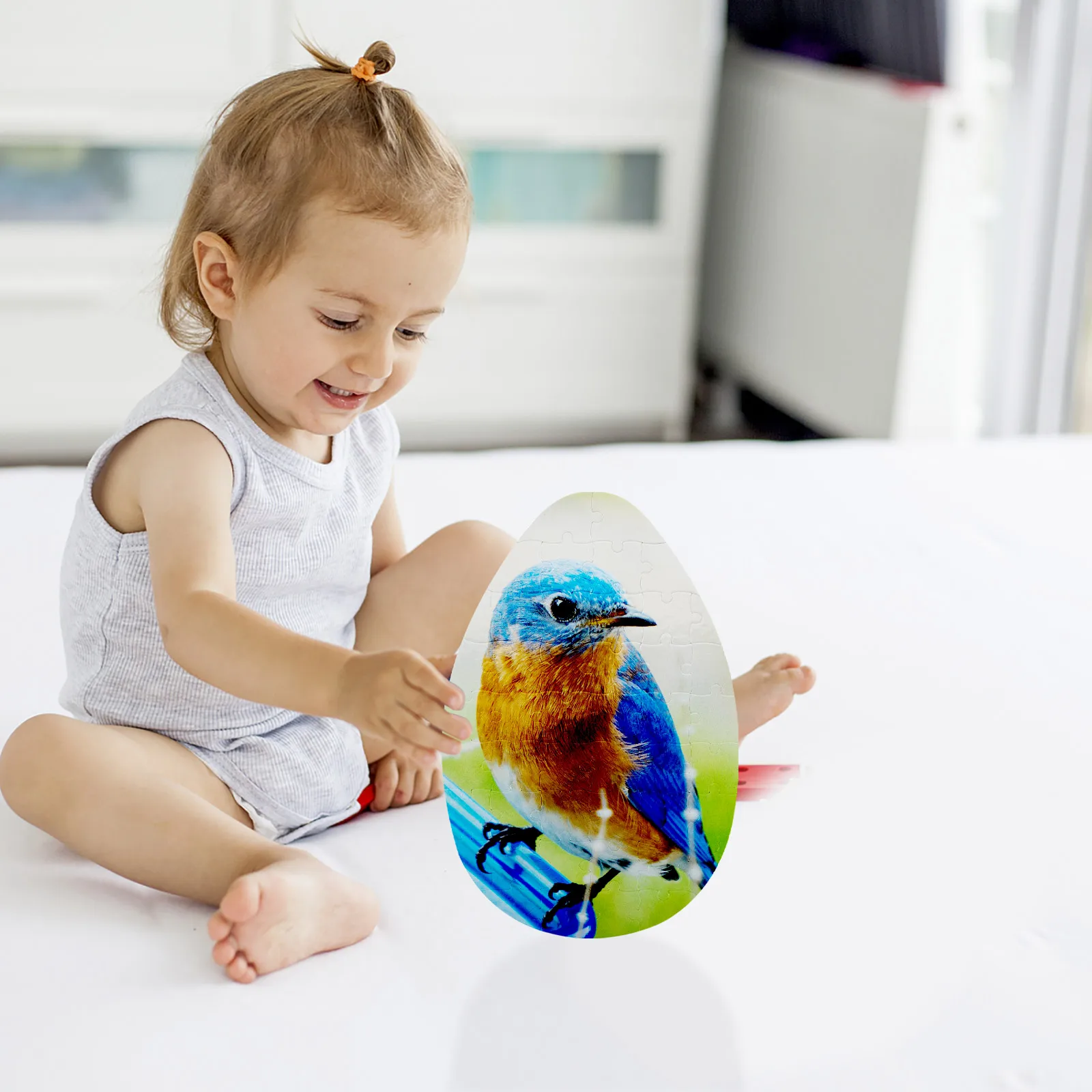 

5pcs Heat Transfer Egg Jigsaw Puzzles White Paper Blanks Thermal Sublimation Craft Puzzle Pieces Kids Toy DIY Gift