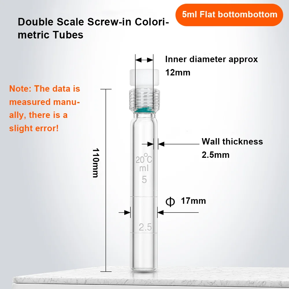 Dual Scale Screw Top Nano Colorimeter Fluorine Tube 5/10/25/35/50/75/100ml Amino Acid Sealed Reaction Tube