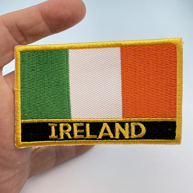 8*5cm Ireland Rectangle Shape Iron-on Saw on Flag Patch Embroidered Saw on Badges Patches for Clothing