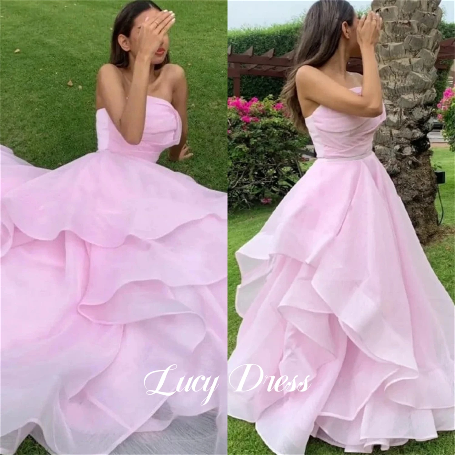 

Lucy Graduation Gown Birthday Party Dress Organza Line A Evening Strapless Pink Happy Sharon Dresses 2024 Ball Gowns Prom