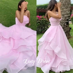 Lucy Graduation Gown Birthday Party Dress Organza Line A Evening Strapless Pink Happy Sharon Dresses 2024 Ball Gowns Prom