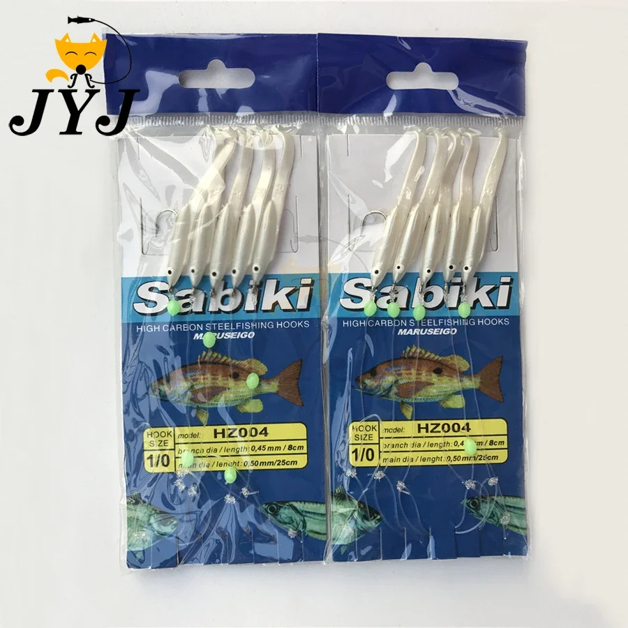 

6packs/lot New Sabiki Soft Fishing Lure Rigs Bait Jigs Lure soft Worn Fake String hook small fish Sabiki lure