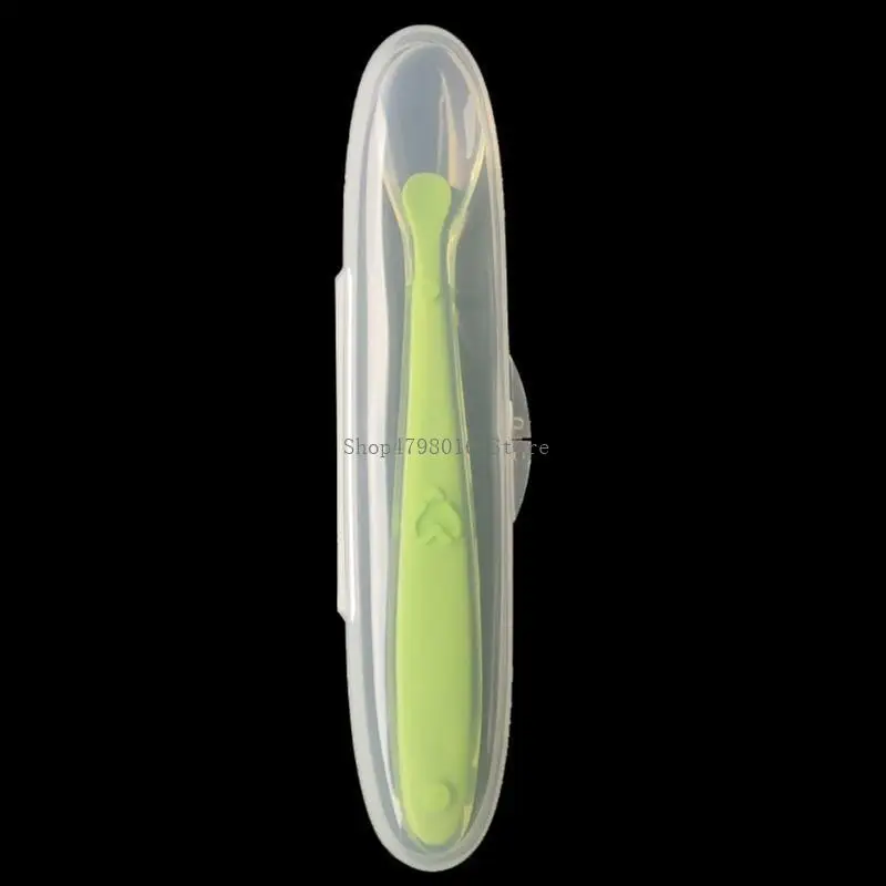 Baby Soft Silicone Spoon with Storage Box Candy Color Spoon Children Feeding Learning Training Feeder Utensil