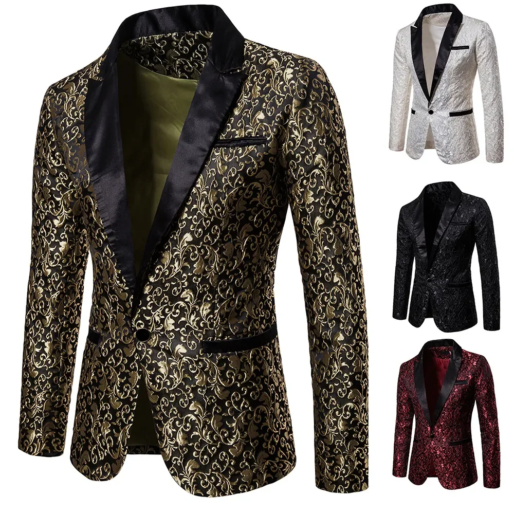 

Men's Floral Party Dress Suit Stylish Dinner Jacket Wedding Blazer Prom Tuxedo