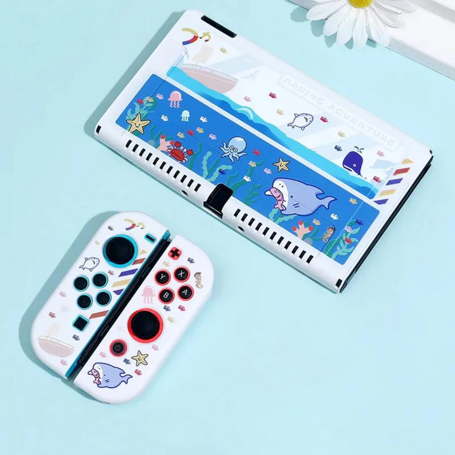 Cute Animals TPU Soft Protective Case Skin For Nintendo Switch Oled NS Joy-Con Front Back Housing Shell Bumper Cover Protector