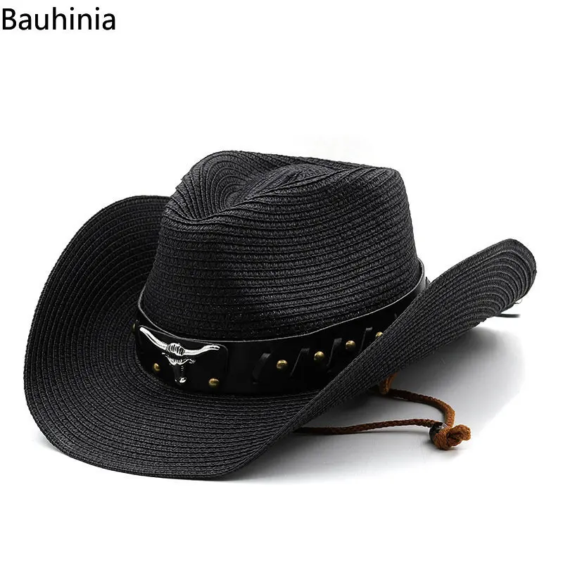 Bauhinia New Straw Western Cowboy Hats For Men Women Summer Outdoor Beach Sun Hat sombrero hombre