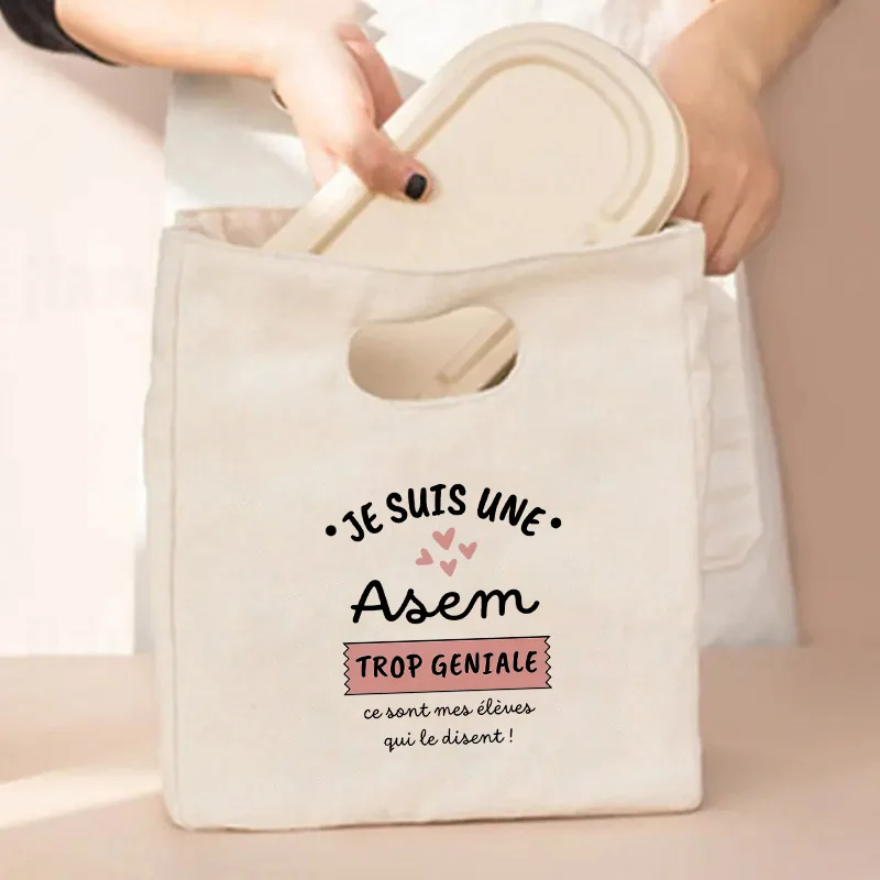 1 قطعة شكرا لك Atsem نمط الغداء حقيبة للحفاظ على البرودة المحمولة معزول بينتو حمل أكياس تخزين المواد الغذائية الحرارية المعلم ، هدية ل Atsem #3