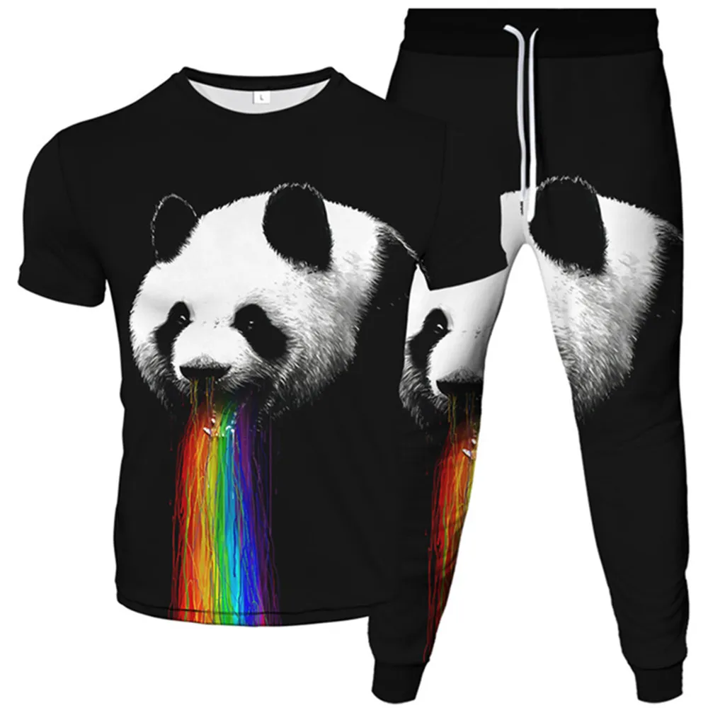 Lovely Animal Panda 3D Print Men Women Tracksuit Cool T-Shirt+Trousers 2pc Sets Clothes Female Male Fashion Suit Plus Size S-6XL