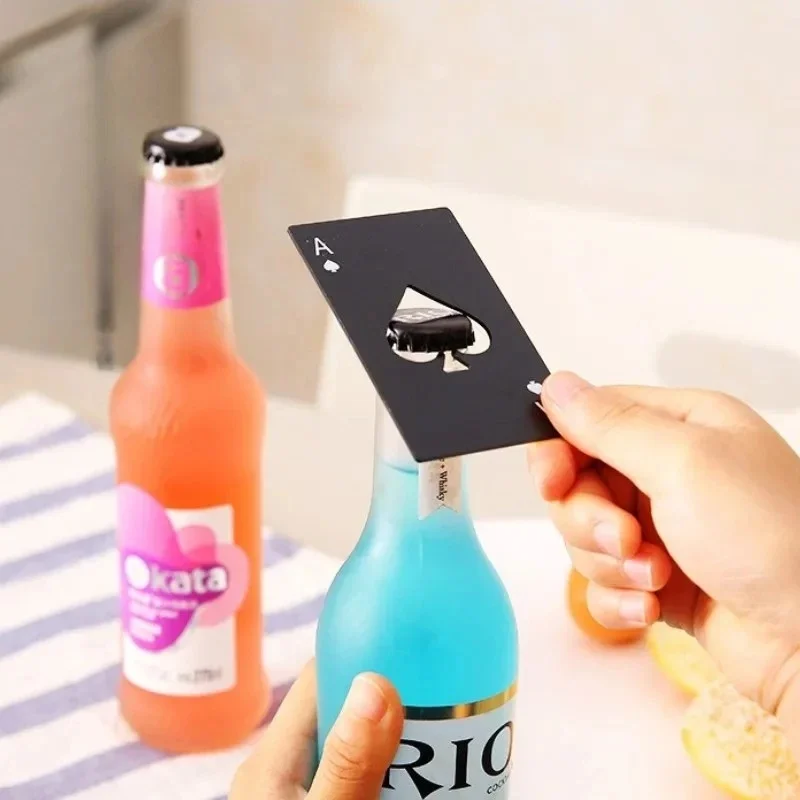 1/2/3/4pcs Stainless Steel Spades A Winemaker Bottle Opener Playing Cards Bottle Opener Credit Card Dining Gadgets Beer Bottle
