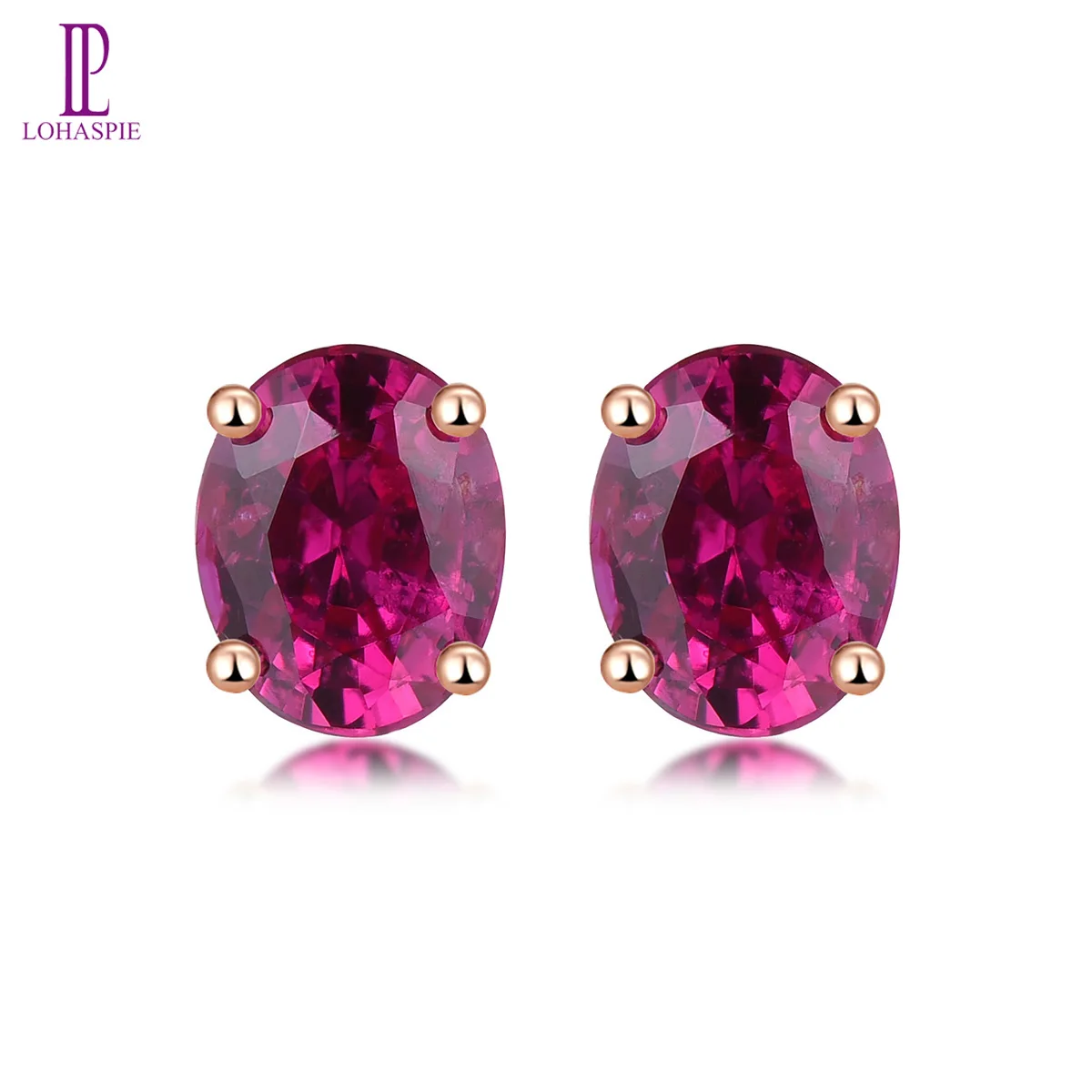 

LP Natural Unheated Ruby 0.83 Carat Stud Earring Solid 14 K Rose Gold Fine Jewelry Classical Style Earrings Valentine's Gift