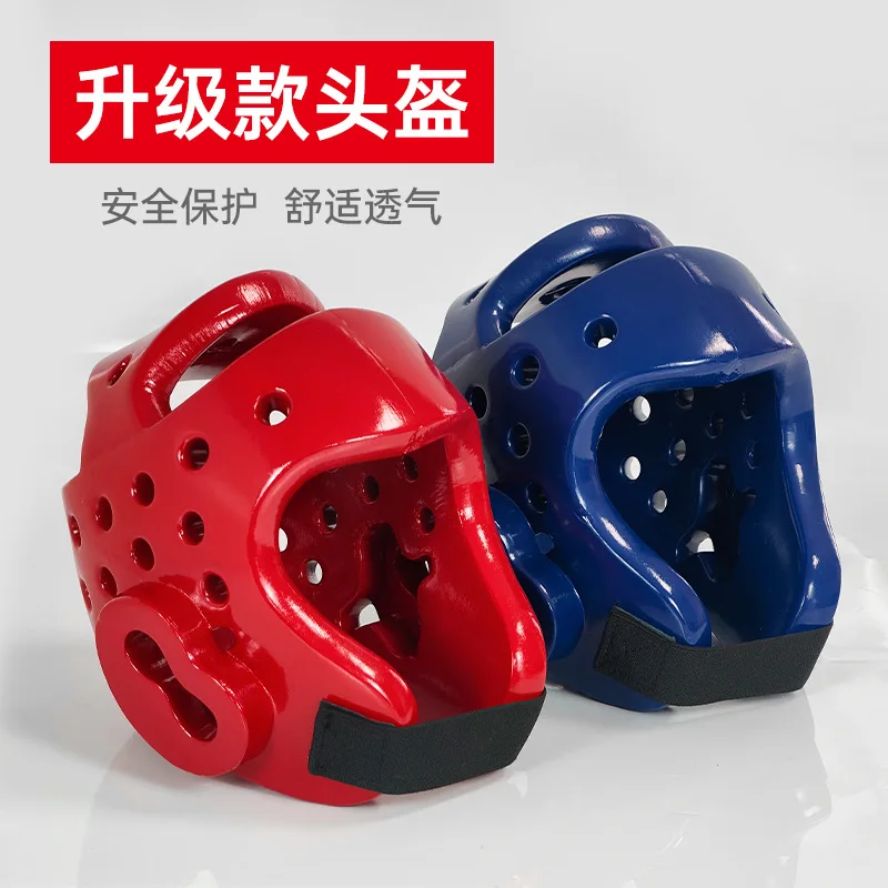 Taekwondo helmet with red and blue head protection, NBR foam integrated molding, universal and professional