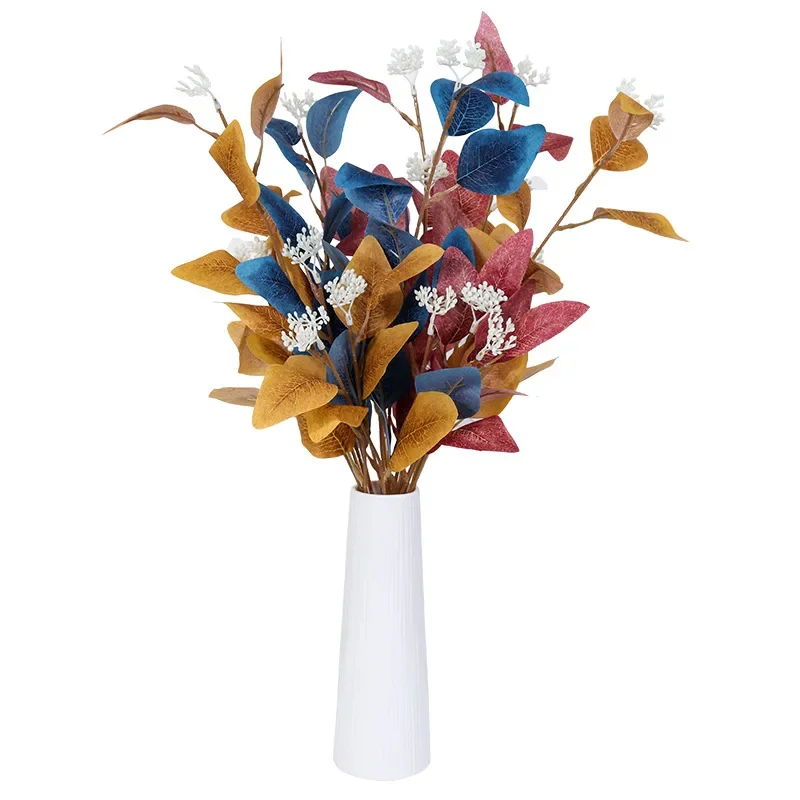 50cm Artificial Eucalyptus Leaves with Fruit Wedding Home Decoration Fake Flowers Green Plants Wedding Home Eucalyptus Leaves
