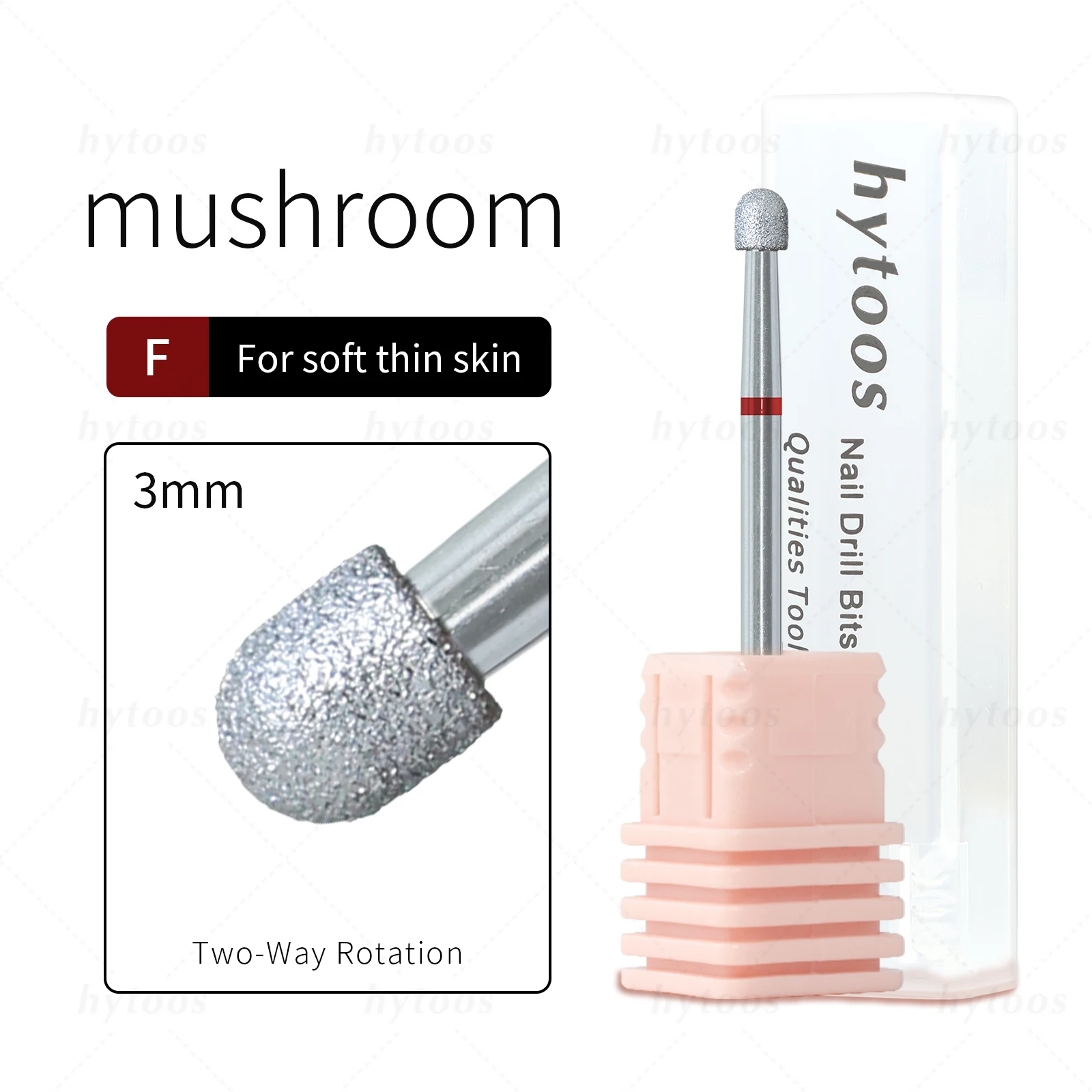 HYTOOS マッシュルームダイヤモンドネイルドリルビット クロームプロ ロシアンキューティクルビット ネイルドリル用 甘皮クリーナー ネイルプレトリートメントツール