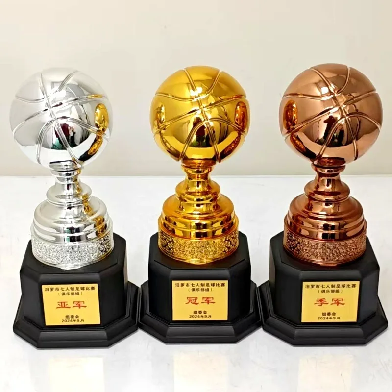 High-grade Football Basketball Trophy Custom Sports Competition Metal Trophy Gold Silver Copper Innovation Trophy