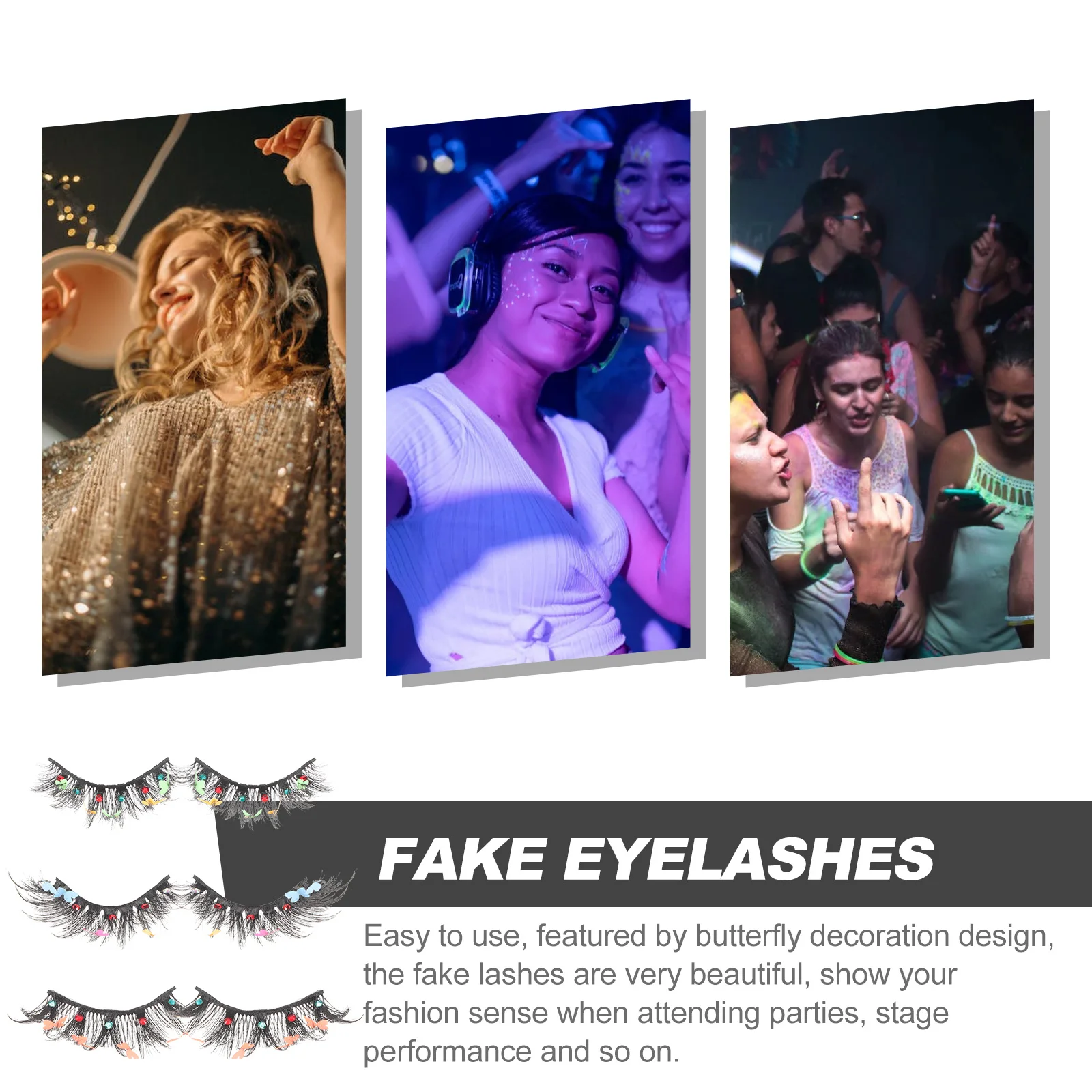 3 쌍 가짜 속눈썹 연장 편안한 경량 나비 가짜 속눈썹 여성을위한 개별 자연 메이크업 액세서리
