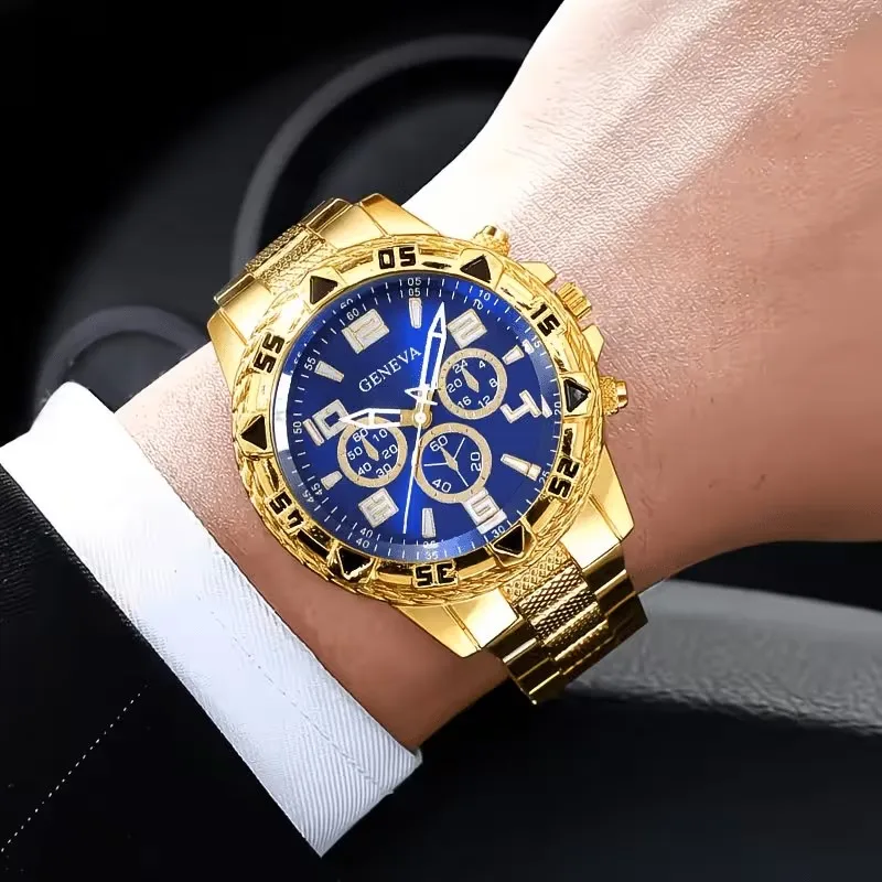 2Pcs Men's Fashionable Luxury Round Quartz Watches - Perfect for Everyday Wear and Gift-Giving Occasions, Birthday Gifts and Holiday Presents, Perfect Gift for Men, Fathers, Friends, and Loved Ones.