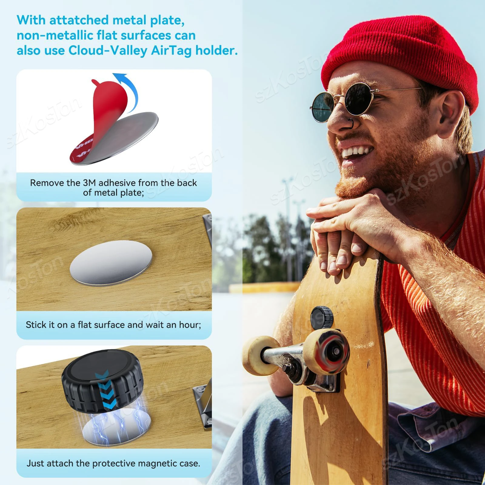 حافظة مغناطيسية قوية للغاية لسيارة AirTag Bike، حامل جهاز تعقب GPS مخفي، غطاء حماية مقاوم للماء ومضاد للصدمات لعلامة الهواء #5