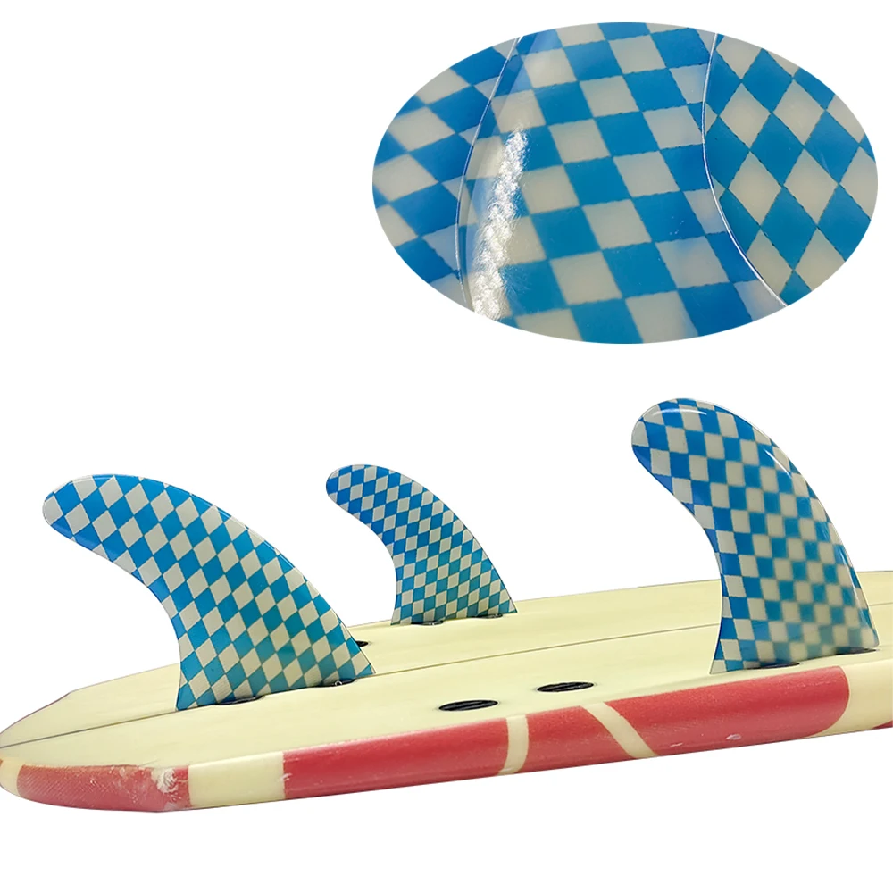 

Short Board Fins for UPSURF FCS, Fin Plugs, Fibreglass, Blue Plaid Surfboard Fins, Funboard Performance Core, G5, 3Pcs Set