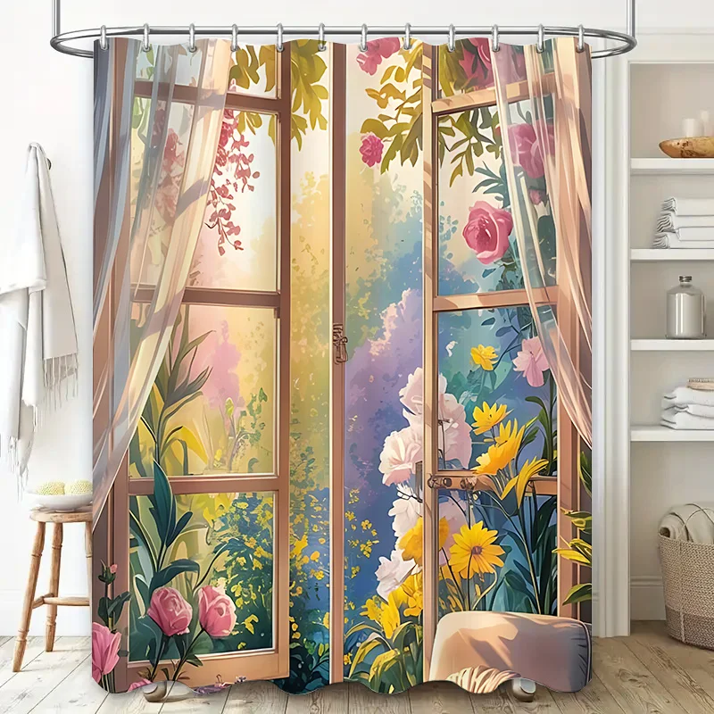

Очаровательная занавеска для душа с цветочным принтом — яркий вид на сад для вашей ванной комнаты. Подходит для разделения влажной и сухой воды. Водонепроницаемый. Прочный.