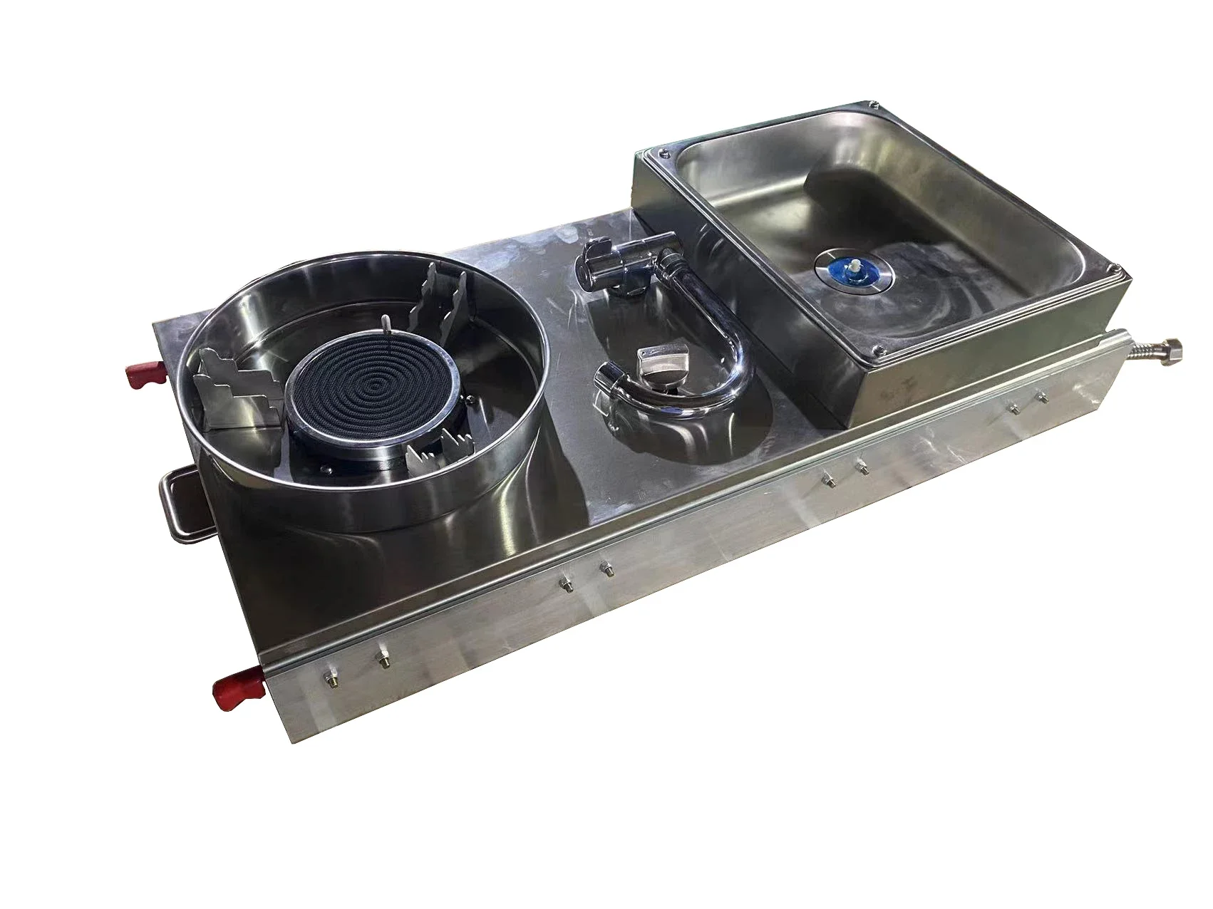 

-Portable Outdoor Slide Camper Kitchen Stainless Steel Rv Gas Stove With Sink For Rv Motorhome Trailer