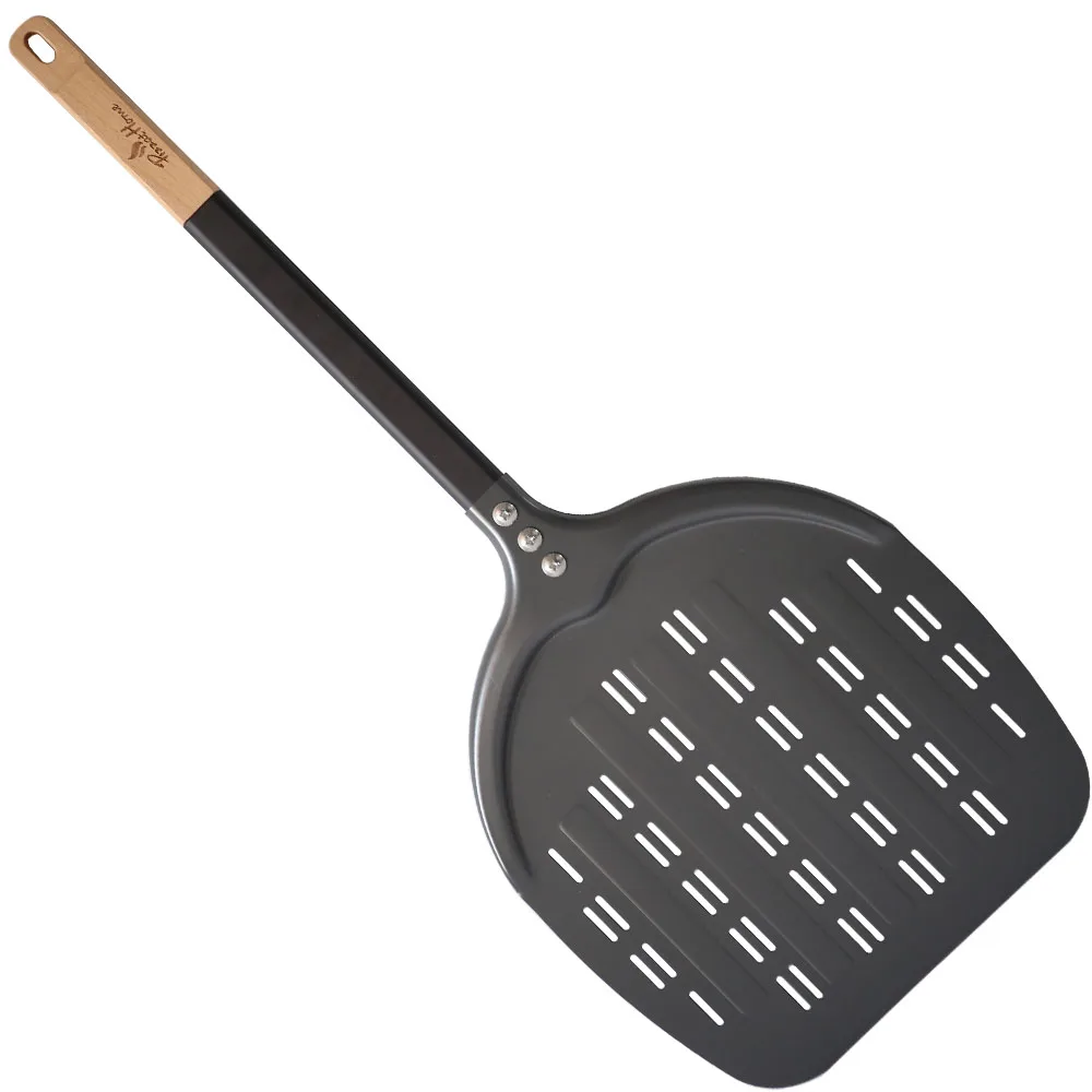 PizzAtHome 12 Inch Pizza Peel Apple Shape Pizza Shovel with Wood Aluminum Hard Anodized Pizza Peel Paddle Pizza Accessories