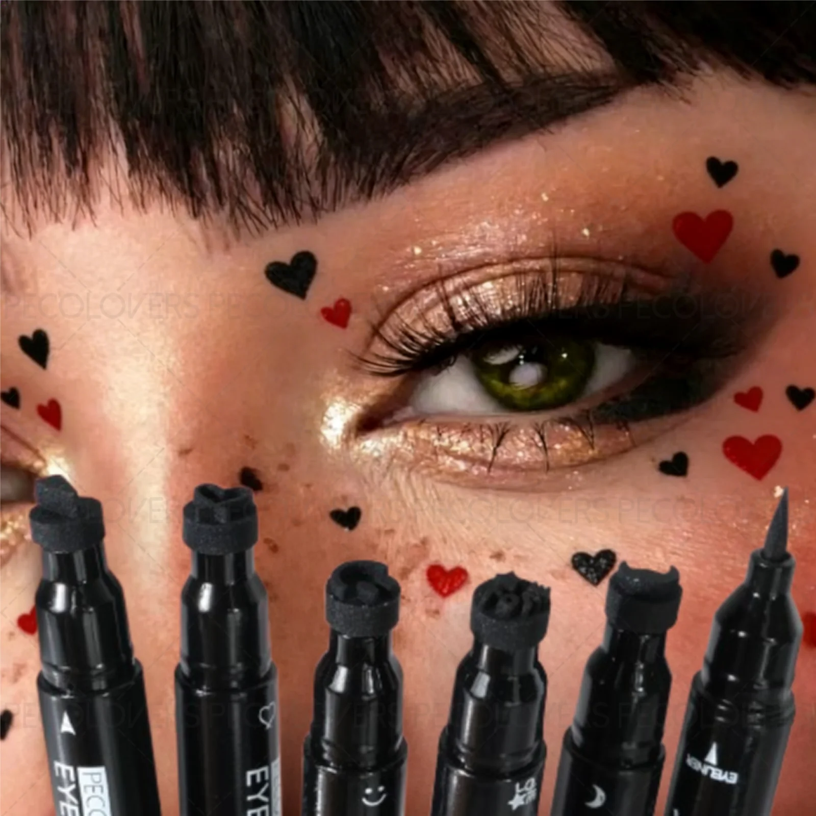 1PC Valentine's Day Liquid Eyeliner (With Stamp) - Waterproof, Smudge-proof, Quick-drying Formula, To Create A Unique Eye Shape