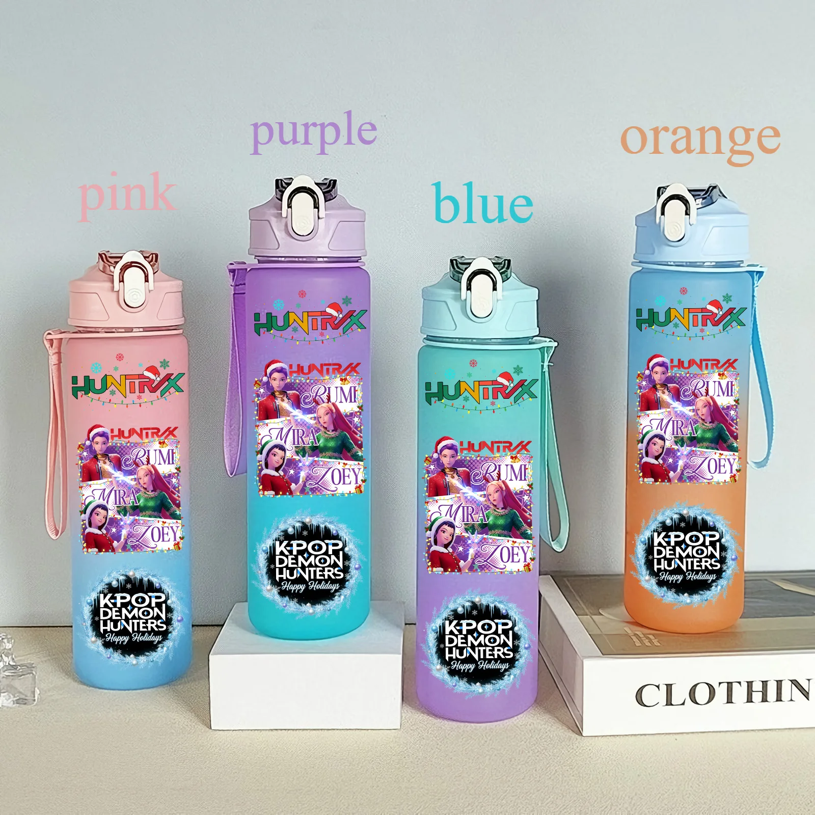 750ML K-pop chasseurs de démons HUNTR X Rumi Mira Zoey Kpop guerrier tasse d'eau de noël K Pop bouteille à boire école Huntrix Gourde