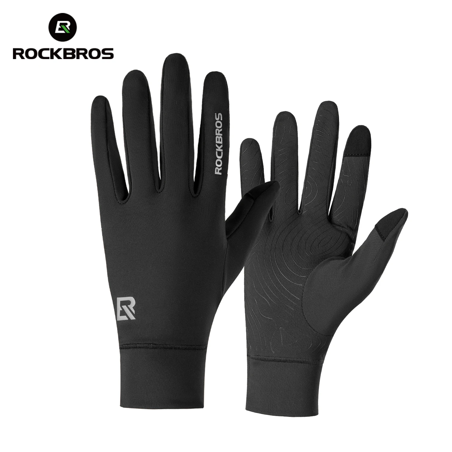 

ROCKBROS Cycling Spring Autumn Bike Non-slip Long Finger Fleece Lining Warmer Windproof Riding Glove