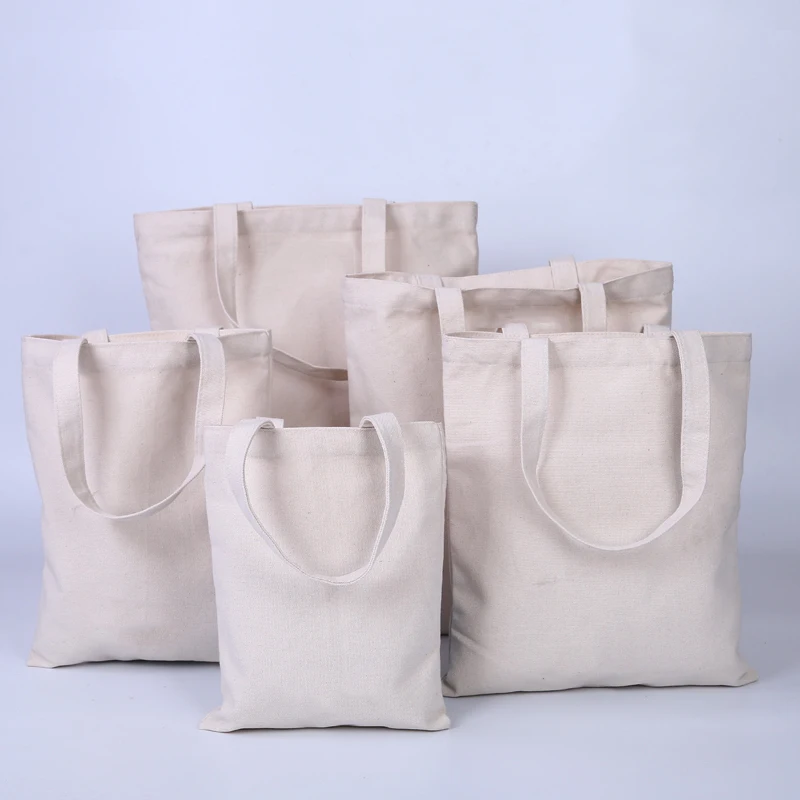 High-Quality eco friendly Solid Women Men Handbags Canvas Tote bags Reusable Cotton grocery Shopping Bag