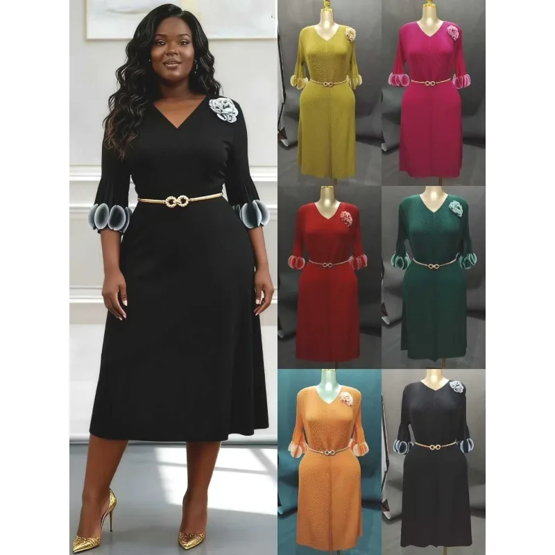 

Европейское женское платье больших размеров Miyake, новое плиссированное стильное элегантное и привлекательное однотонное эластичное платье макси, офисная одежда