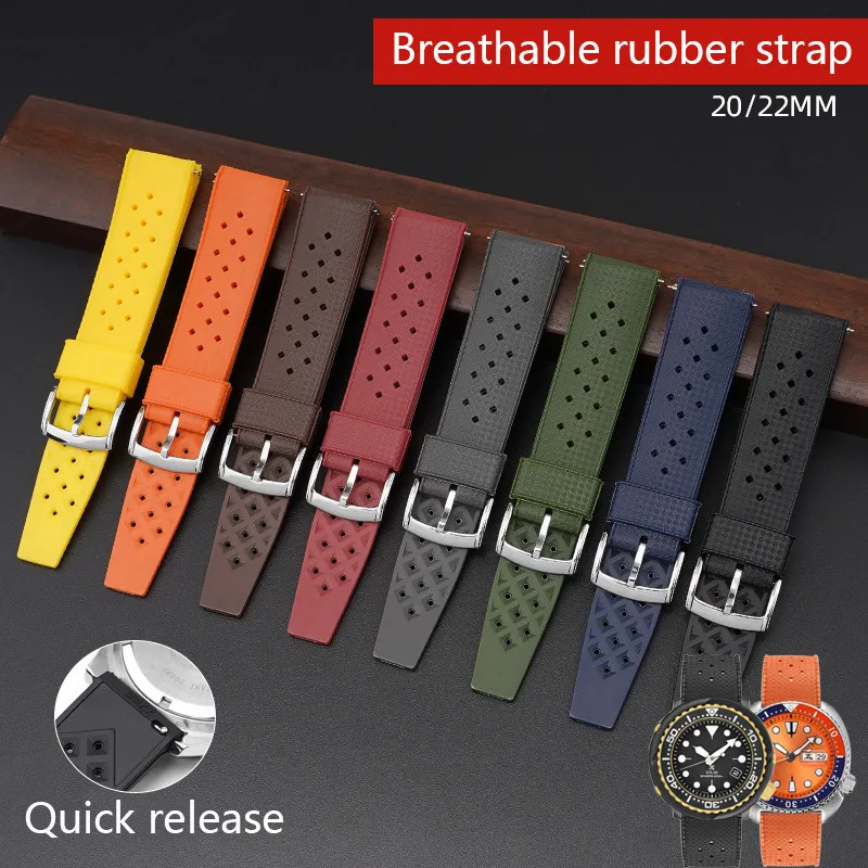 For Oris Seiko Citizen Tropical Soft Breathable Silicone Strap Quick Release Watch Band 20mm 22mm Rubber Tropic Smart Strap