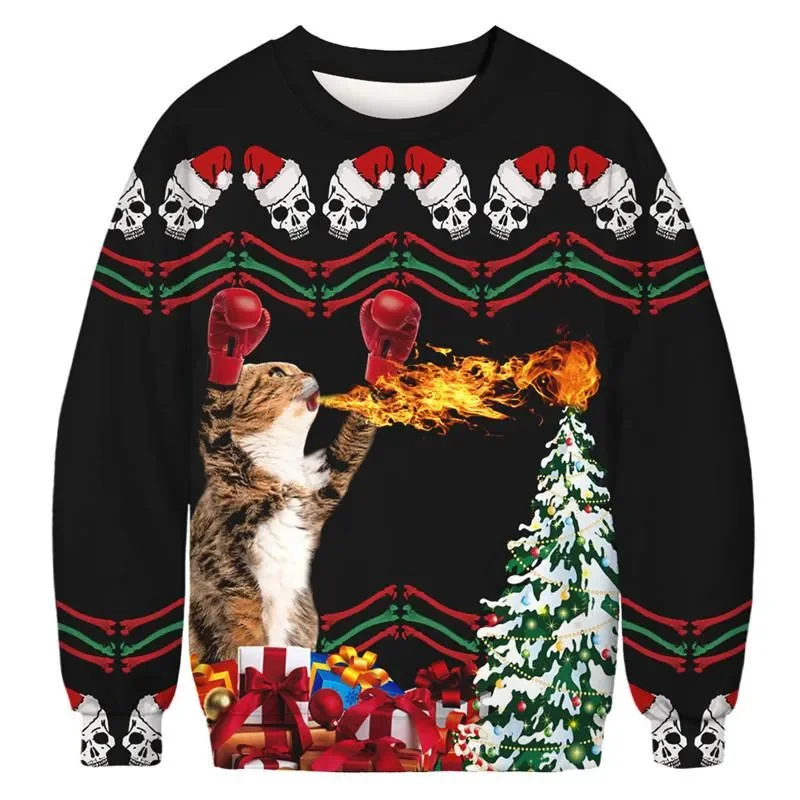 

Hot Sale Ugly Christmas Sweatshirt Men Kids Funny Cat Dog Graphic Pullover Hoodie New Year Tops Long Sleeve Oversized Hoodies