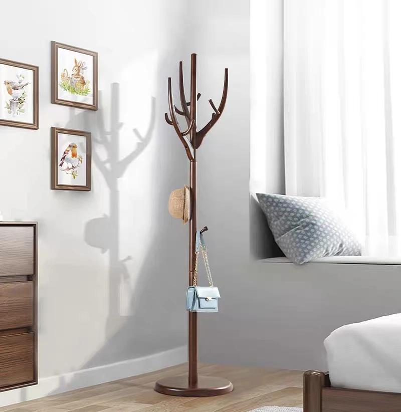 Tree shape coat rack floor to ceiling home clothes rack bedroom living room hanger modern simple assembly solid wood hanger