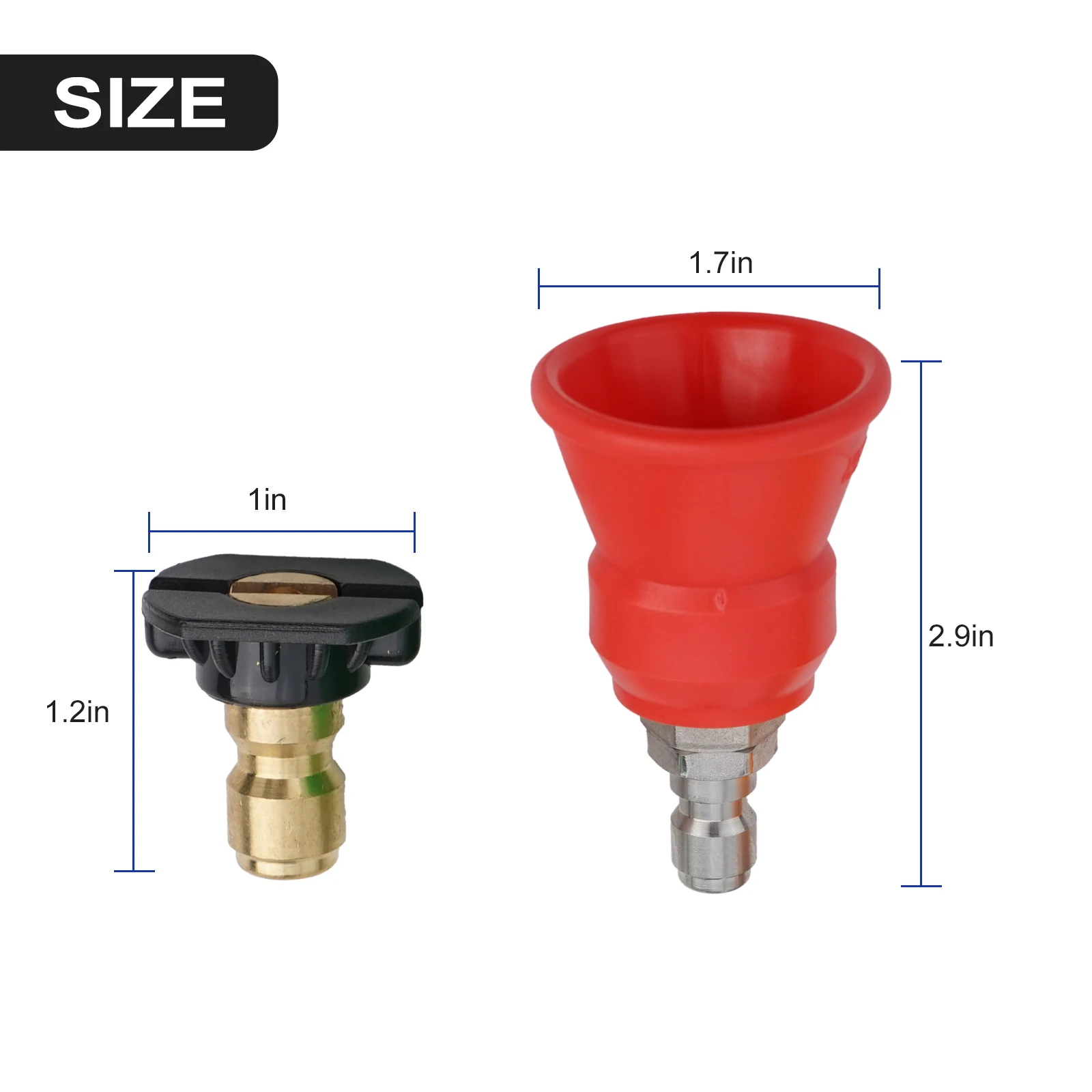 

Набор из 5 насадок для мойки высокого давления с быстрым подключением 1/4 дюйма, с защитным колпачком и держателем, диаметр отверстия 0,40 дюйма