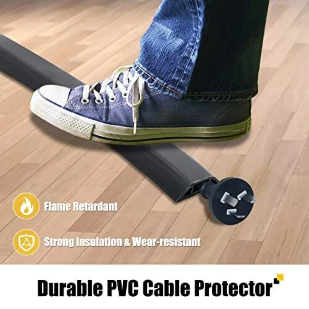 Soft PVC Floor Cable Cover Wire Protector Fixed Self Adhesive Anti Extrusion Cord Power Cable Sleeves Hide Covers Wire Organizer