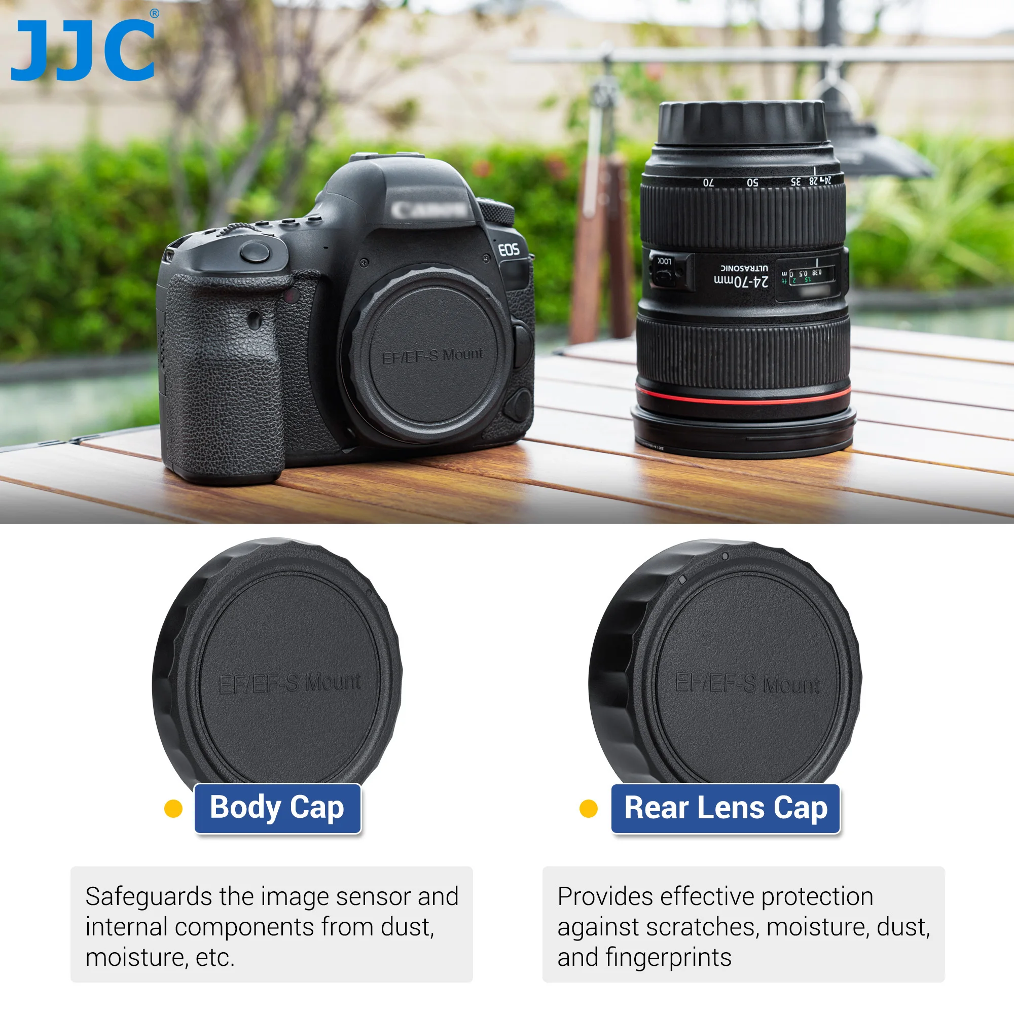 JJC Body Cap & Rear Lens Cap Canon EF/EF-S Mount Cameras and Lenses for Canon EOS R，EOS R5，EOS R6 , EOS 6D，EOS 6D Mark II