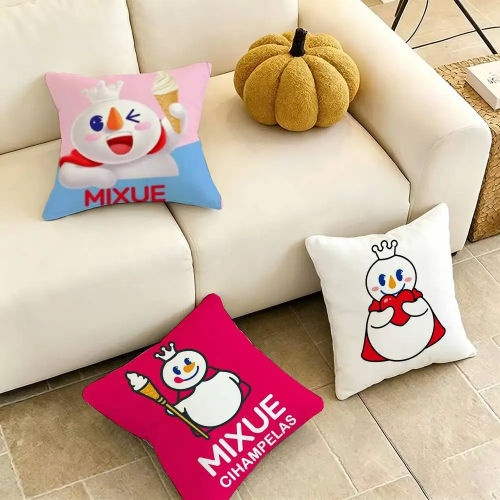

Mixue B-Bingcheng Happy Pillow Case Square Double-Sided Sofa Cushion Cover Bedroom Bedside Pillow Gift