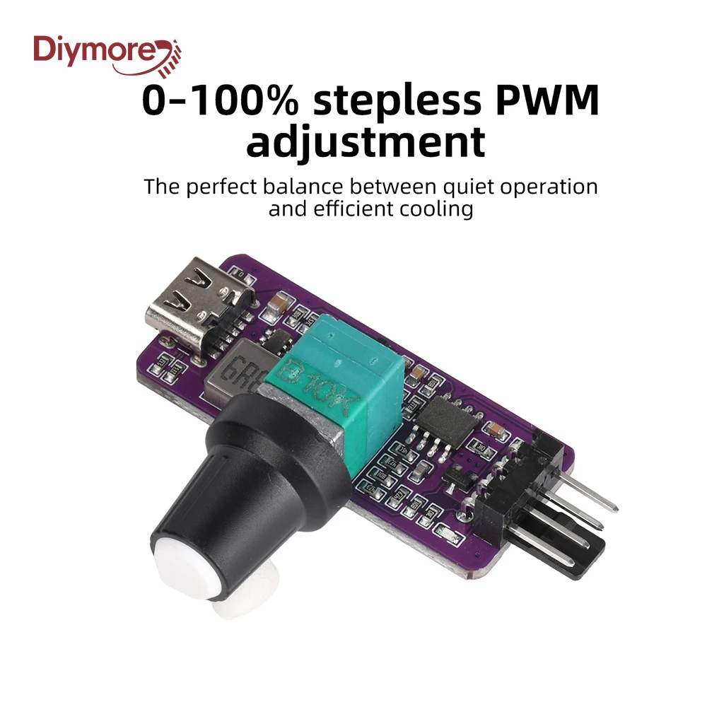 PWM Speed Controller 4 Pin Mini B3 Fan Controller With Wind Speed Controller Regulator Switch Speed Module USB Type C For DIY