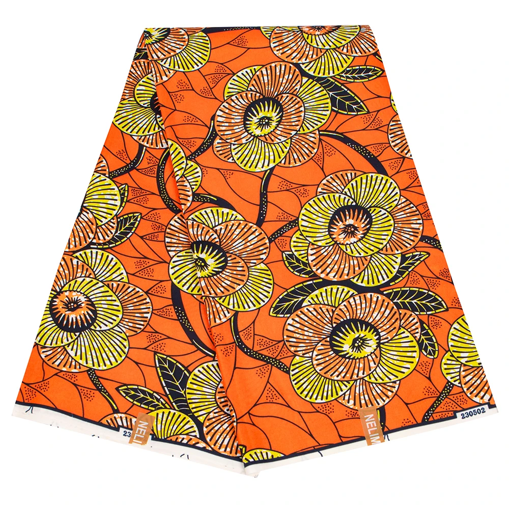 100% Polyester Ankara African Wax Fabric Block Print Tissu for Sawing Wedding Dress Pagne Material Handmake Patchwork By Yards