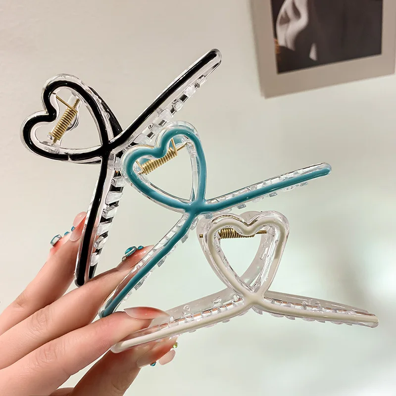 Dopamine Colourful Hair Clip Korean Love Grab Clip Women's Back of the Head Shark Clip Fashion Simple Going Out Hair Accessories