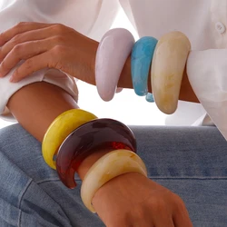 Ingemark Exaggerated Boho Acrylic Resin Chunky Open Cuff Bangles for Women on Hand Wide Arm Bracelet Couple Y2K Jewelry Gift New