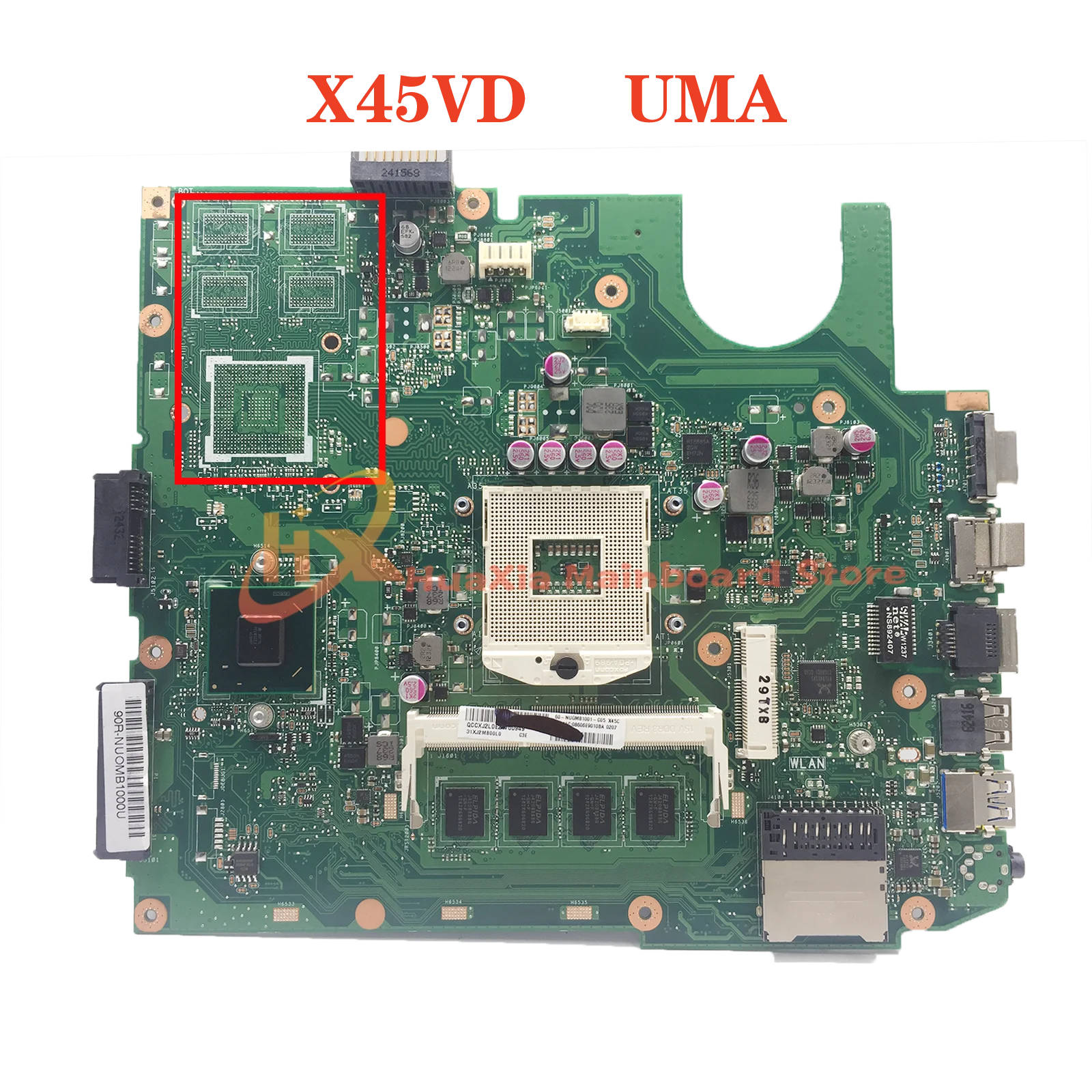 X45VD-Integrated Placa-mãe para ASUS Laptop, Mainboard com CPU I3, GT610M, UMA, HM70, X45C, X45VD
