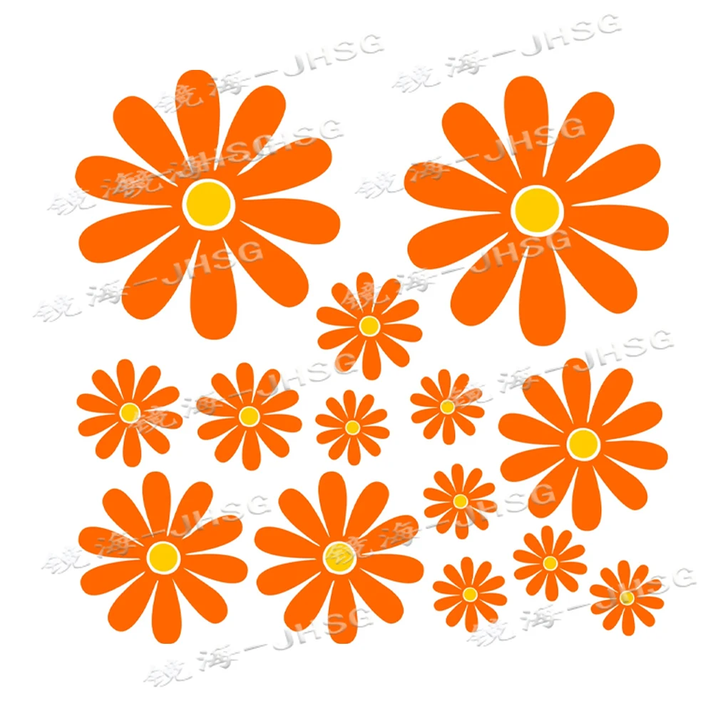 Vinyl Stickers on Car 14 Piece Set Products Daisy Exterior Parts Waterproof Decal Decoration Sticker Accessories Motorcycle Car