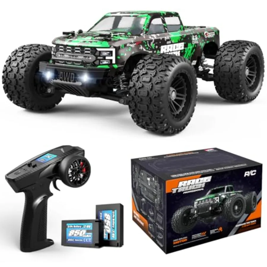 

1:18 Scale RC Truck 4X4 Off-Road Vehicle with 36km/h Speed 2.4GHz Remote Control Water-Resistant Electronics Two 7.4V Li-Po Bat