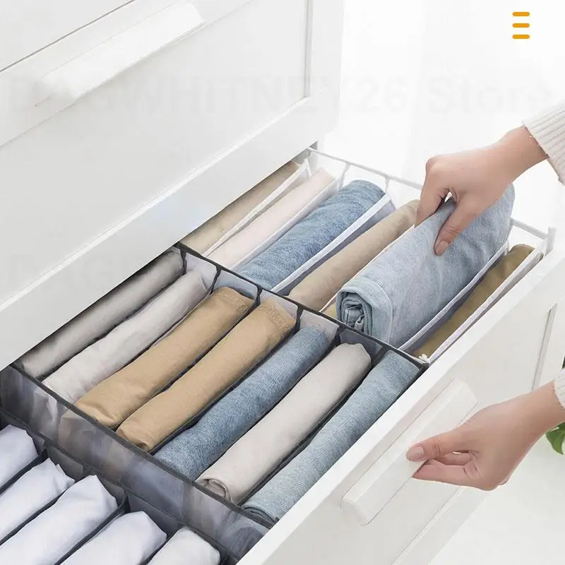 Dividers Drawer Wardrobe Home Clothes Jeans Storage Boxes Mesh Net Bag Organizer Foldable Underwear Baby Cloth Sock Pants u26