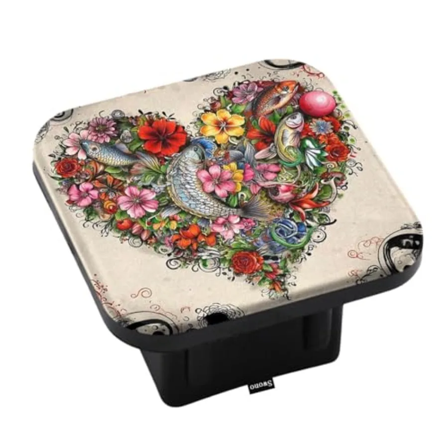 

Hitch Plug Cover Retro Blossom Floral Love Sturdy Rubber Hitch Covers Protector Box, Hitch Tube Cover Plug Cap 2 Inch Receiver